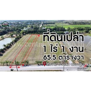 จองด่วน ที่ดินเปล่า 1-1-65.5 ไร่ ไทรงาม ถนนบางเลน นครปฐม ติดถนน