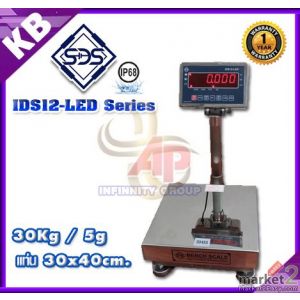 เครื่องชั่งดิจิตอลกันน้ำ 30kg แท่นชั่งขนาด 30x40cm. SDS รุ่น IDS12-LED Series