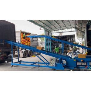 คอนเวเยอร์ สายพานลำเลียงกระสอบข้าวสาร ขึ้นตู้คอนเทนเนอร์