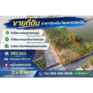 ที่ดินเปล่าถมใหม่ 260 ตร.วา ขายราคาประเมินกรมที่ดิน แค่ 2 ล้านกว่าแปลงมุม ติดถนน