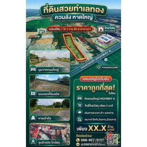 ขายที่ดินใกล้ไทวัสดุหาดใหญ่ อำเภอหาดใหญ่ จังหวัดสงขลา  1 ไร่ 3 งาน 85.6 ตารางวา