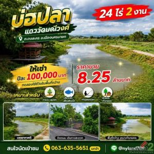 ให้เช่า บ่อปลา แถววัดมณีวงศ์ ต.ดงละคร อ.เมืองนครนายก พื้นที่ใหญ่ บรรยากาศดี เหมา