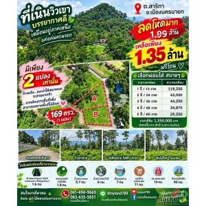 มาแล้วที่เนินแปลงเล็กที่รอคอย 169 ตรว. ต.สาริกา อ.เมืองนครนายก มีเพียง 2 แปลงเท่