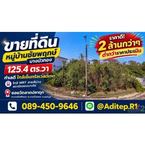 ขายต่ำกว่าราคาประเมิน ที่ดินปลูกบ้าน 125 ตร.วา หมู่บ้านชัยพฤกษ์ บางบัวทอง รปภ. 2