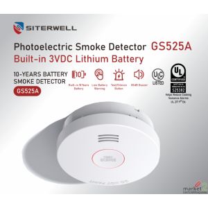 Photoelectric Smoke Alarm  With Battery Lithium  มาตรฐาน UL.Listed  รุ่น GS525A