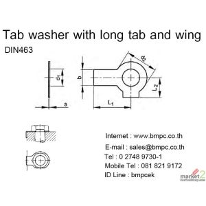 Tab washer with long tab, Tab washer with long tab and wing, Round nut