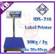 เครื่องชั่งคำนวณราคาตั้งพื้น 30kg มีเครื่องพิมพ์สติกเกอร์ในตัว SDS รุ่น IDS716 